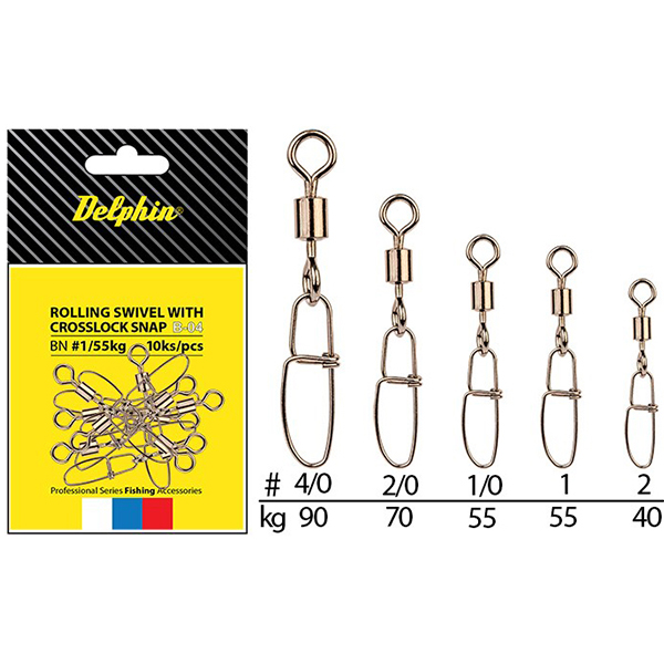 Vysokopevnostný obratlík s karabínkou Delphin Crosslock B-04 