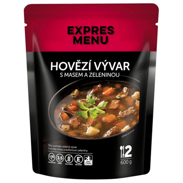 Expres Menu Hovädzí vývar s mäsom a zeleninou - 2 porcie