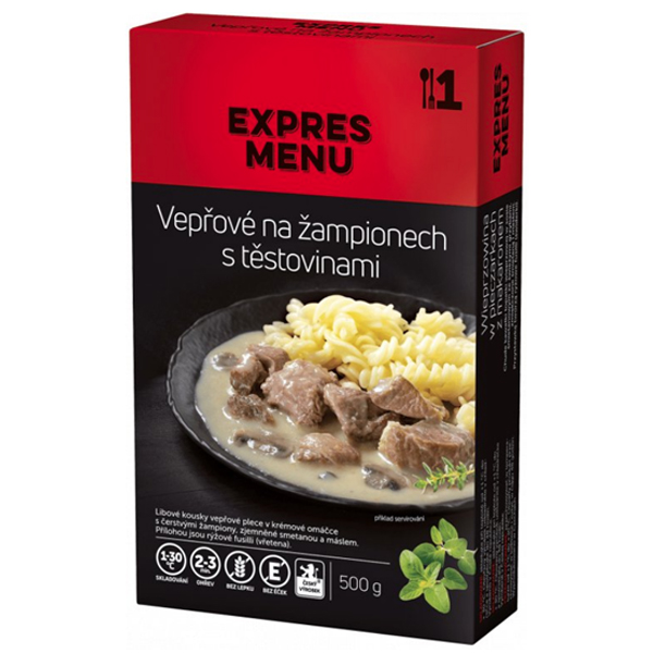 Expres Menu KM Bravčové mäso na šampiňónoch s cestovinou