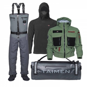 Membránové prsačky Taimen Chuluut Tizip Waders + bunda + mikina + taška